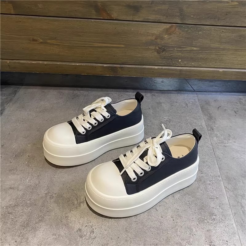 Ddmysports Platform Canvas Women Spring New Korean Style Lace Up Versatile Casual For Petite Fashionable White Shoes Outdoor Shoes