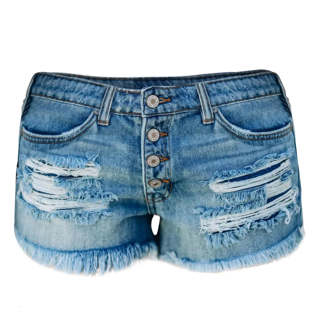Casual Female Denim Shorts Womens Sexy Hole Fashion Bottom Pocket Jeans Pants Retro Short Women Y2k Goth Hip Hop Short Pocket 250613