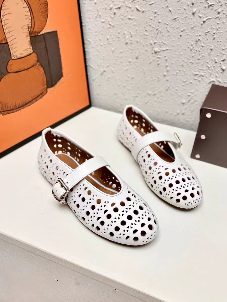 Ddmysheep Ddmysheep New Spring Summer Shallow Mouth Dance One Strap Hollow Round Toe Flat Niche Ballet Boat Shoes