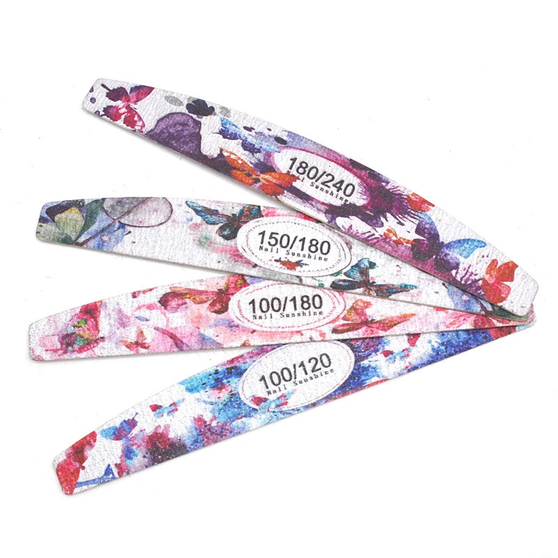 50Pcs Flower n Wood Nail Files 100 150 180 240 Grit Washable Professional Sandpaper Nails File Emery Board Manicure Tools 250605