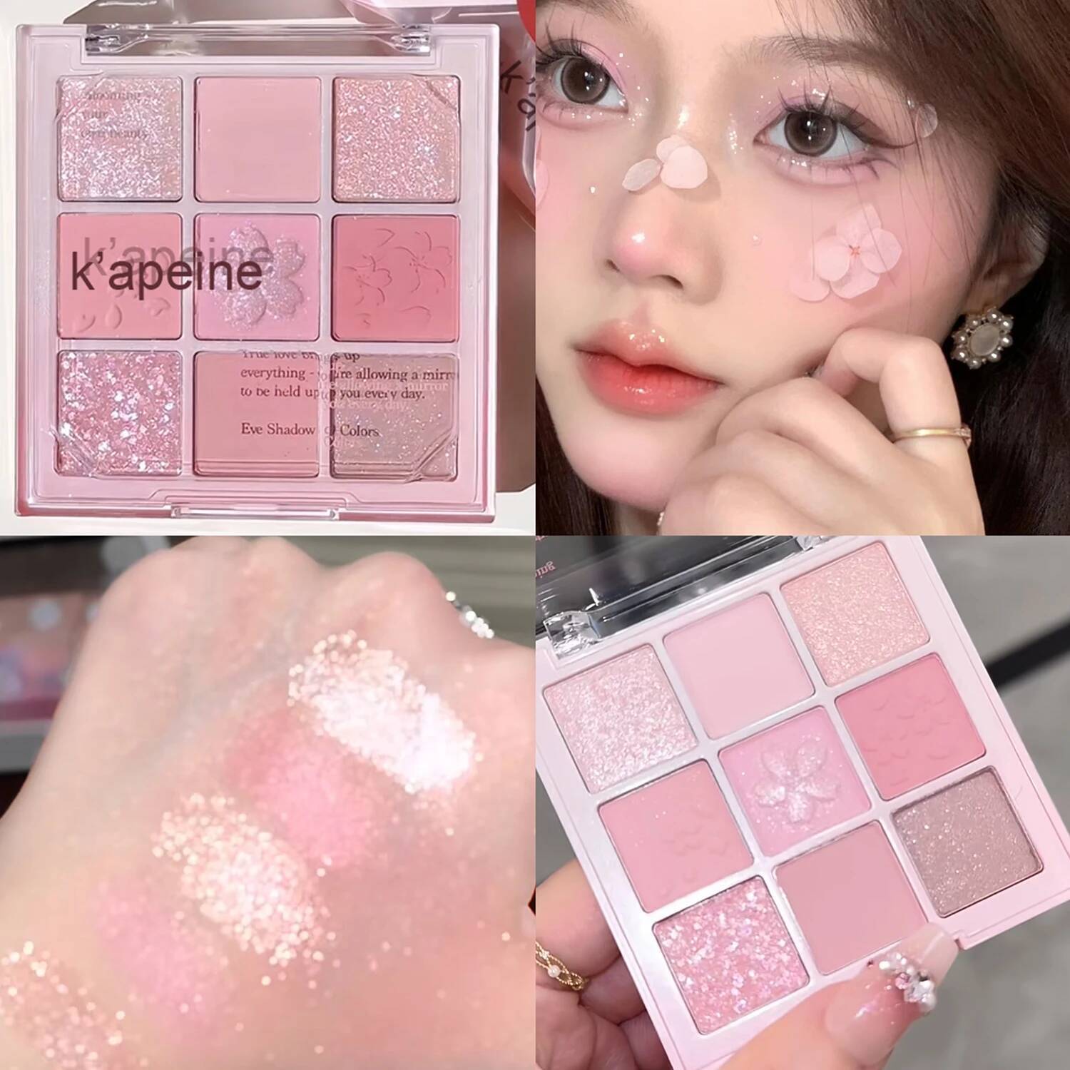 Sakura Nine-color Eyeshadow Glitter Peach Pearly Eye Shadow Nude Long Lasting Korean Charming Eyes Make Up Palette