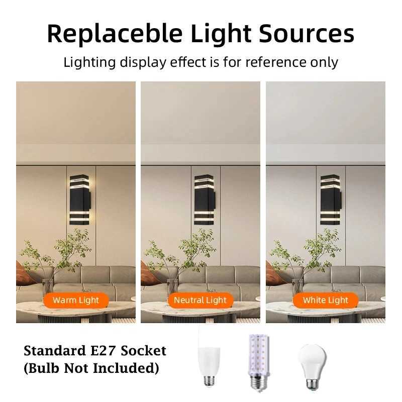 LED Outdoor Wall Lights E27 Up Down Exterior Wall Sconce IP65 Waterproof LED Sconce Lamp for Porch Front Door Garden Wall Lamp Z250613