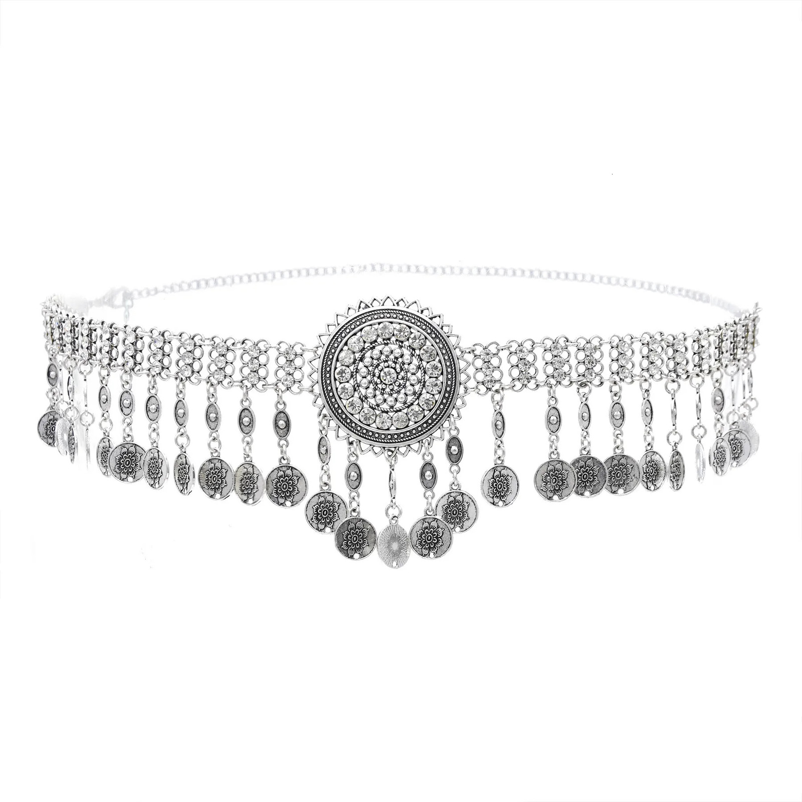 Bohemian Vintage Silver Plated Coin Tassel Waist Belly Body Chain Dance Jewelry Dress Accessories Gift 250610