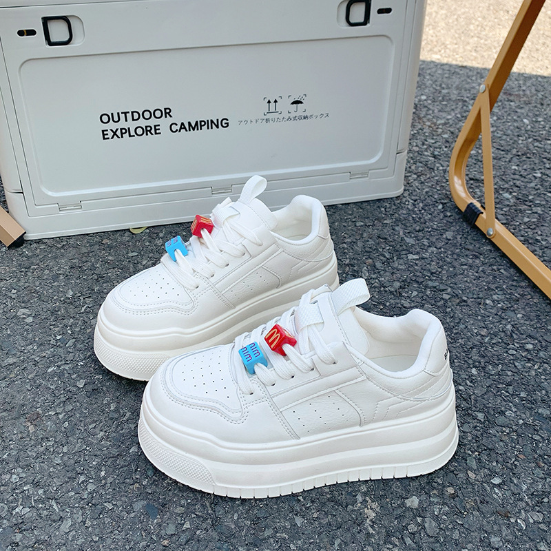 Ddmysports Spring New Korean Style Petite Thick Soled Height Increasing White Sneakers Casual Board Student Platform Women S Shoes Outdoor Shoes