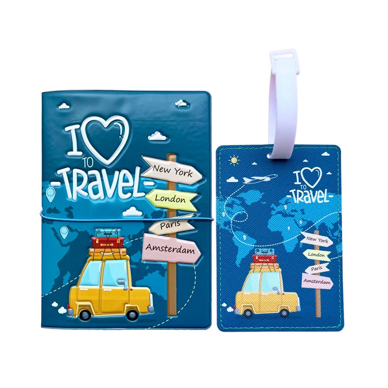 2pcsSet Passport Holder Luggage Tag Travel Protective Cover Suitcase Label Name ID Address Accessories 250614