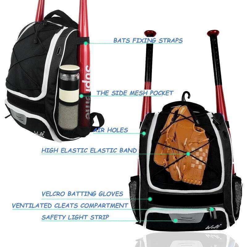 Baseball Backpack With Shoes Compartment Outdoor Softball Bat For Youth Adult Large Capacity Sports Shoulder Bag