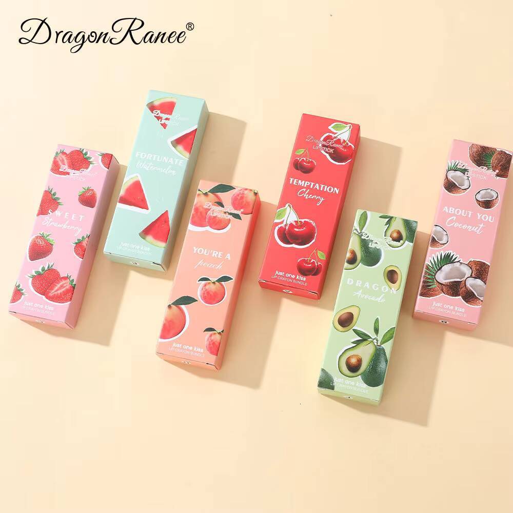 Dragon Ranee 2pcs/set Crayon Lipstick Pencil Long Lasting Moisturising Liner Solid Fruit Lip Nectar happy