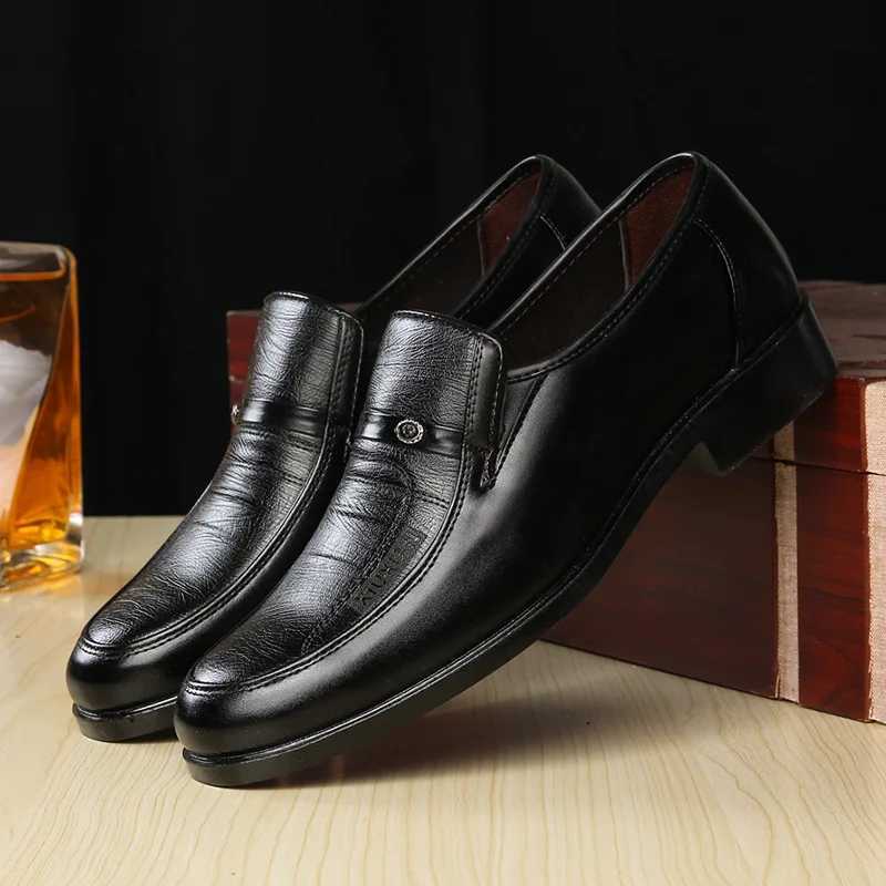 Mens Plus Size Business Shoes Work Dress Leather Shoes Autumn Round Toe Anti-Slip Footwear Fi Comfort Male Loafers Zapatos XJ250614