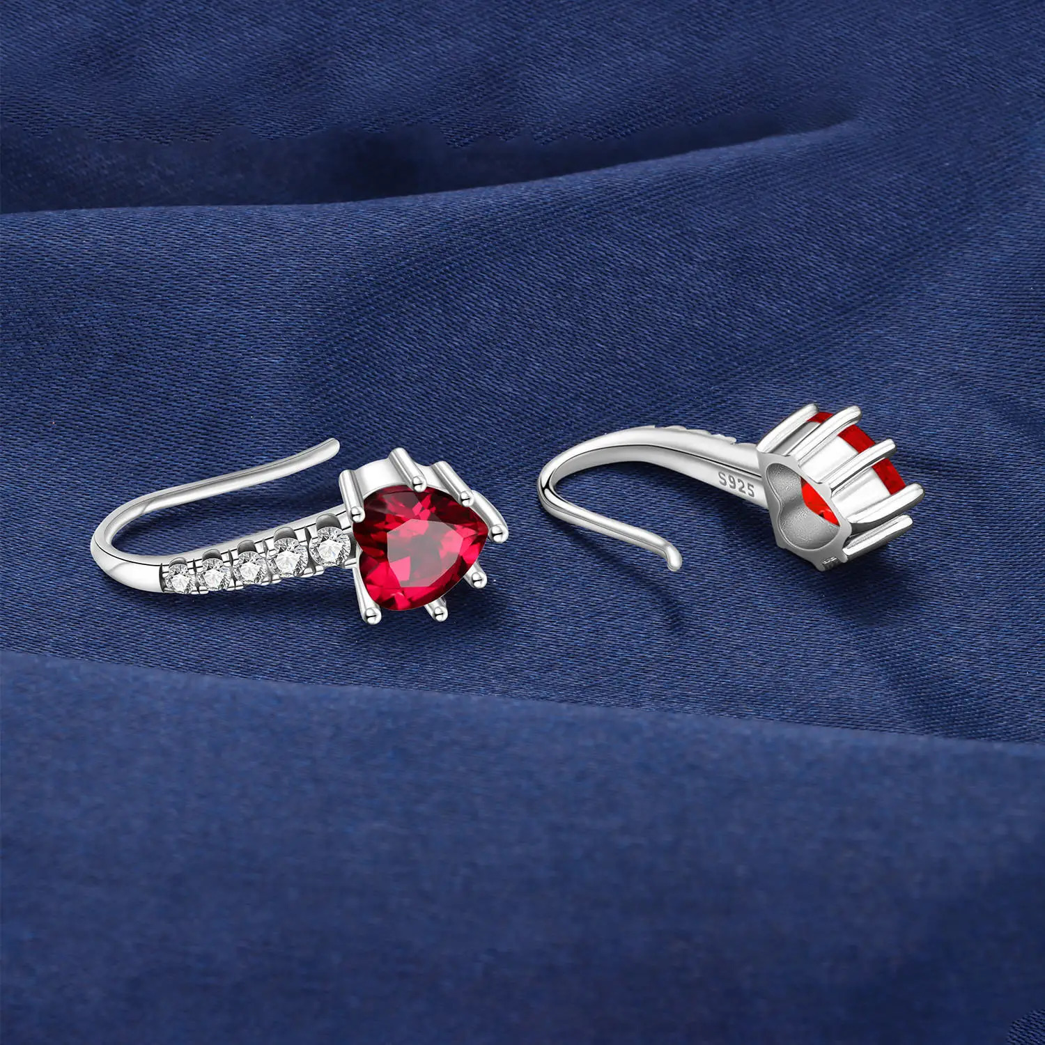 CYCUFF 2025 925 Sterling Silver Red Zircon Heart-shaped Hook Earrings Original for Women Earrings Birthday Gift Fine Jewelry 250610