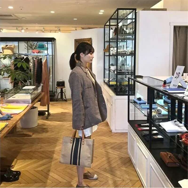 Designer Free Shipping New Totes Bag For Women Handheld Briefcase Stripe Single Shoulder Large Capacity Canvas Free shipping