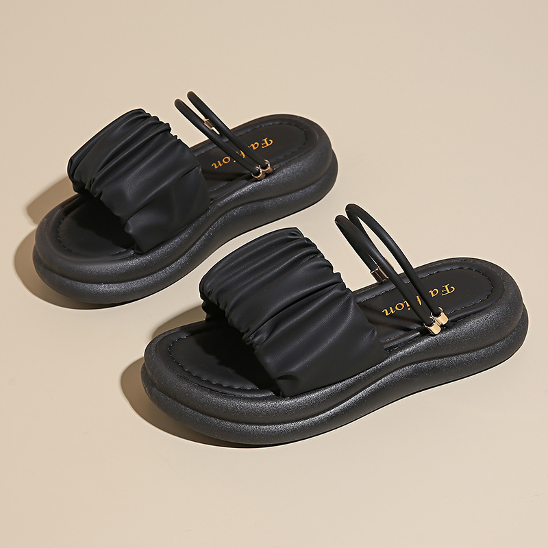 Ddmyoutdoor Stepping On Clouds Sandals For Women Summer New Fairy Style Thick Sole Two Way Wear Soft Beach Half Slippers Outdoor Shoes