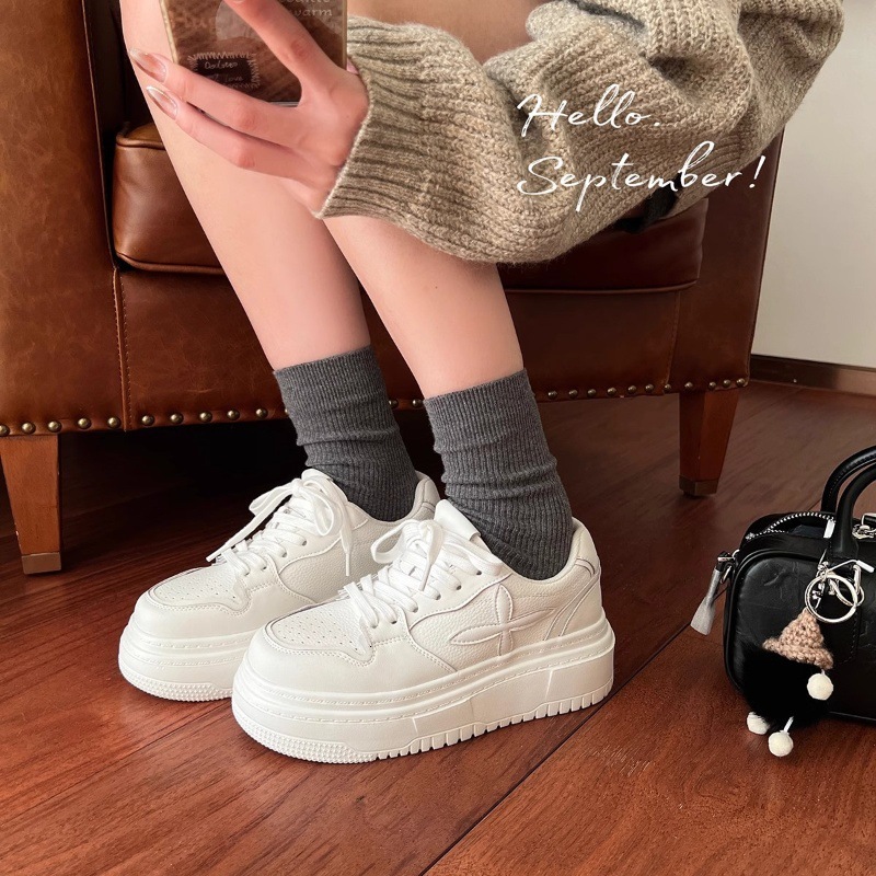 Ddmysports Platform White Sneakers For Women Korean Style Spring New Versatile Height Increasing Lightweight Casual Shoes Outdoor Shoes