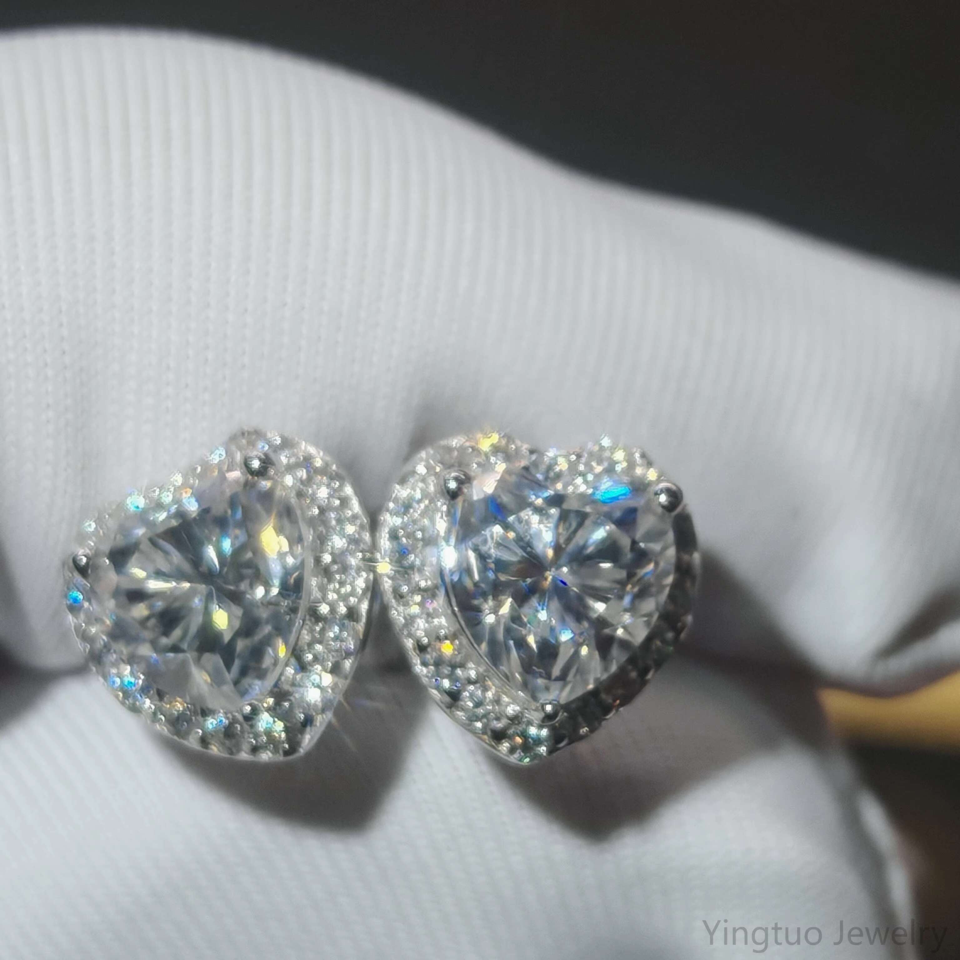 Wholesales Hot Selling Hiphop 925 Sterling Silver Stud Fancy Cut Moissanite Diamond Earring With GRA Certificate