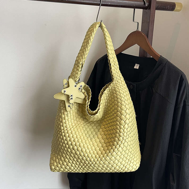 Tote Pure Handwoven For Women High-End Lazy Style Large Capacity Commuter Mother And Child Shoulder Bag