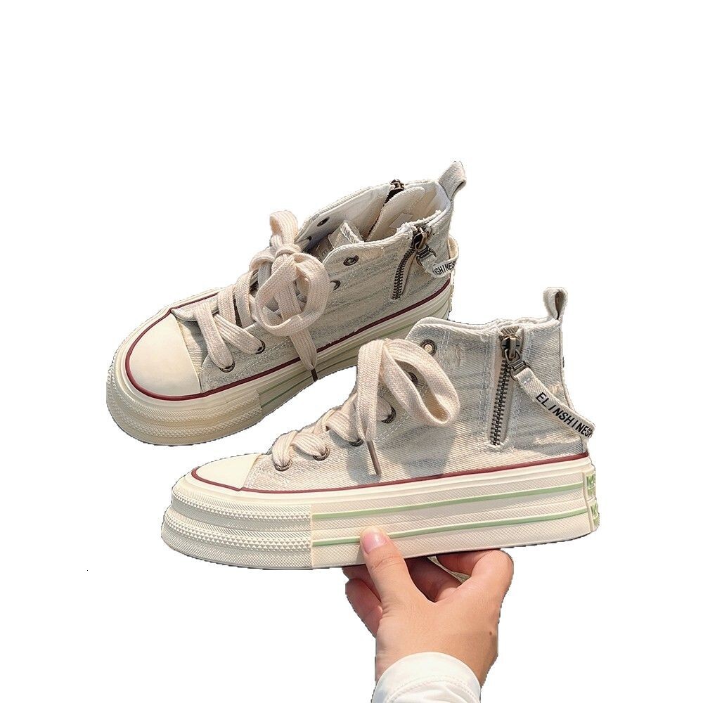 Ddmysports High Top Canvas For Women Spring And Autumn Thick Soled Sneakers New Style Student Niche Versatile Chic Shoes Casual Outdoor Shoes