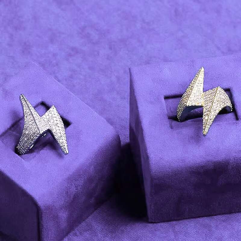 GRA D Color Bling Moissanite Iced Out Mens Cluster Lightning Bolt Ring With 925 Sterling Silver Pass Diamond Tester