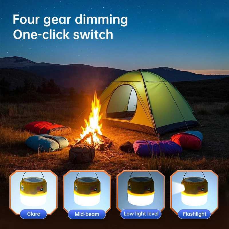 Outdoors Solar Powered Emergency Tent Lamp Ultra long endurance LED Portable Lantern Power Bank Night Emergency Light BBQ Camp W250613