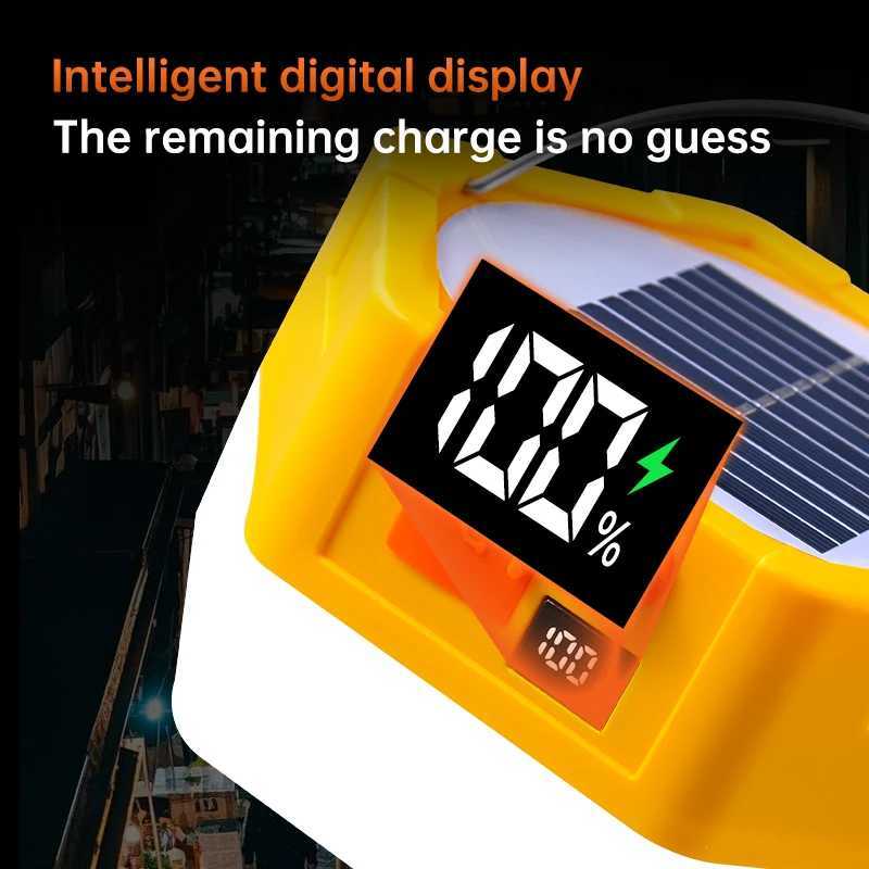 New Outdoors Garden Camp Solar Charging LED Lighting USB Power Outage Emergency Dimmable Digital Display Waterproof Mobile Phone W250613