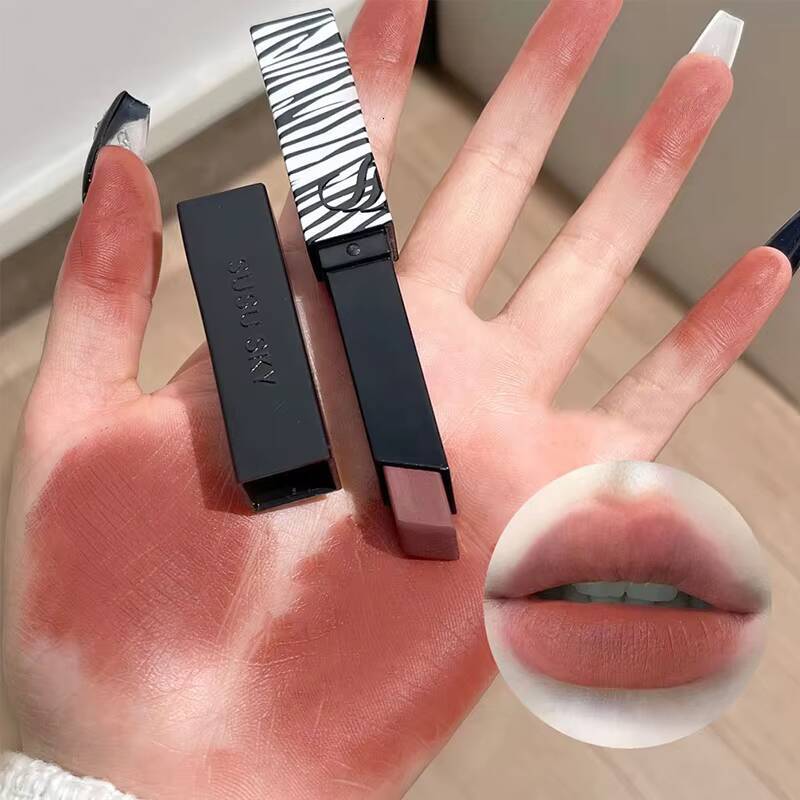 Matte Lipstick Nude Smoked Rose Colour Velvety Lip Tint Solid LipGloss Waterproof Makeup Long Lasting Cosmetic happy