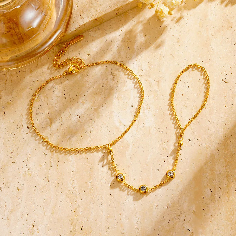 Stainless Steel Gold Color Bracelets Personality n Beaded Finger Chain Minimalist Bracelet For Women Jewelry Friend Gifts 250610