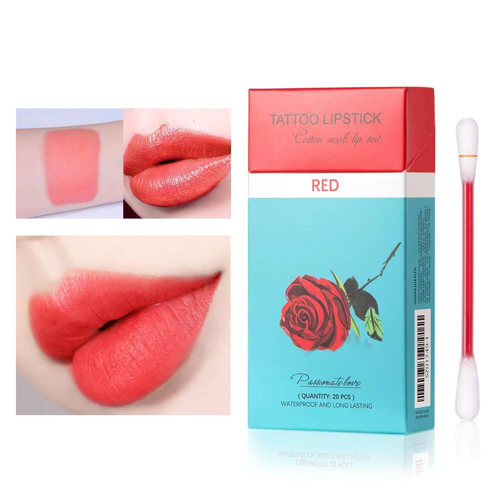 20 Pieces/Set Cigarette Cotton Swab Portable Waterproof Liquid Non-Stick Cup Tattoo Lipstick Lip Tint Lipgloss happy