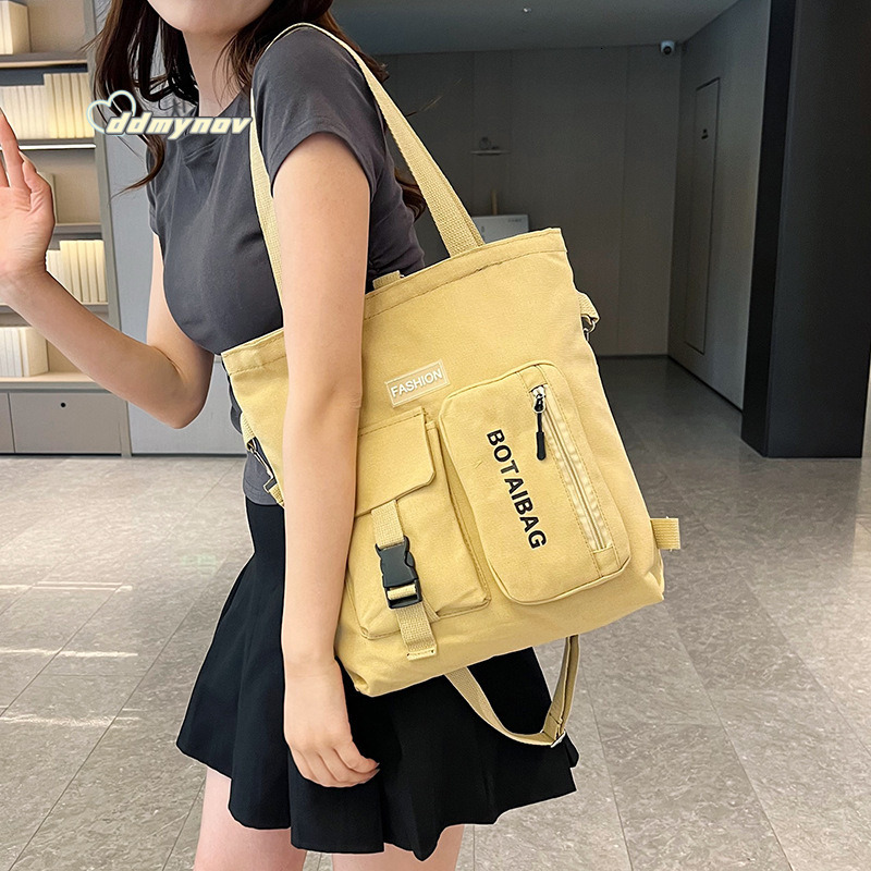 Minimalist Canvas Bag for Women, Large Capacity Tutoring Student Pencil Shoulder Bag, Multifunctional Handbag ddmynov