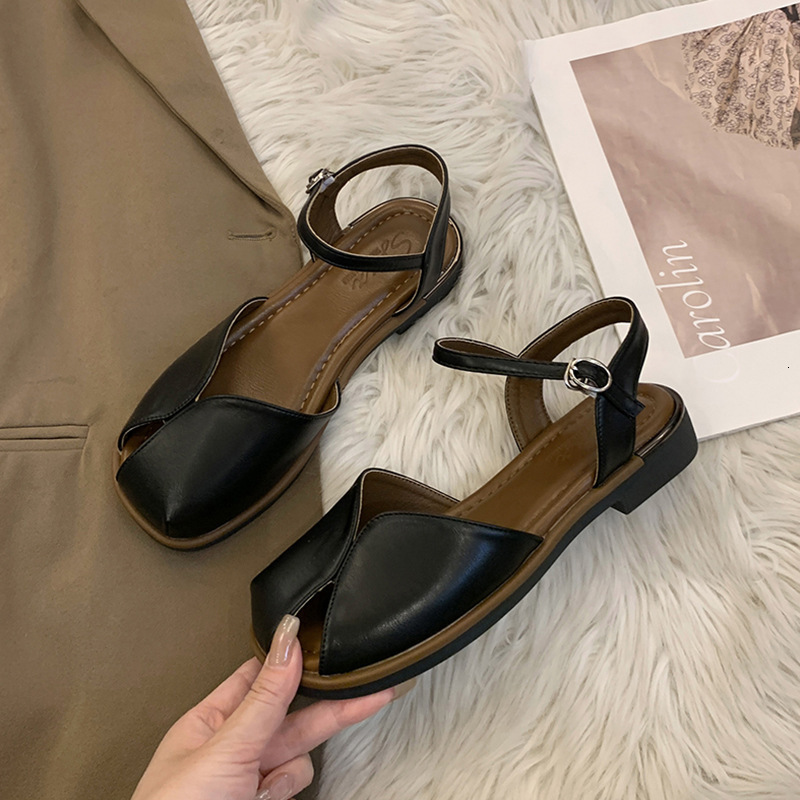 Ddmysports New French Flat Toe For Women Summer Outdoor Korean Style Dress Beach Roman Sandals Outdoor Shoes