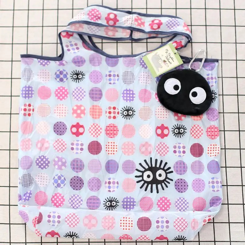 Anime Cartoon Foldable Shopping Bags Thick Nylon Large Tote Reusable Polyester Portable Shoulder Womens Handbags Folding Pouch 250610