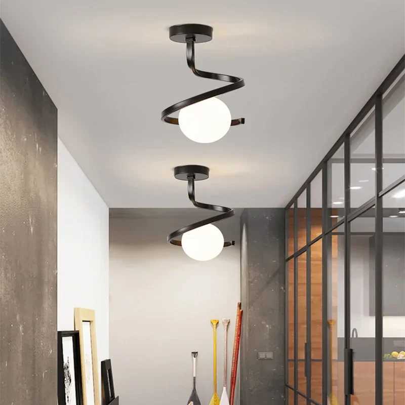 Golden Black Spiral LED Tavan I Mekan Aydnlatma Oda Dekorasyonu Yatak Odas Oturma Odas Yemek Masas alma Giyinme OdasXJ2500613