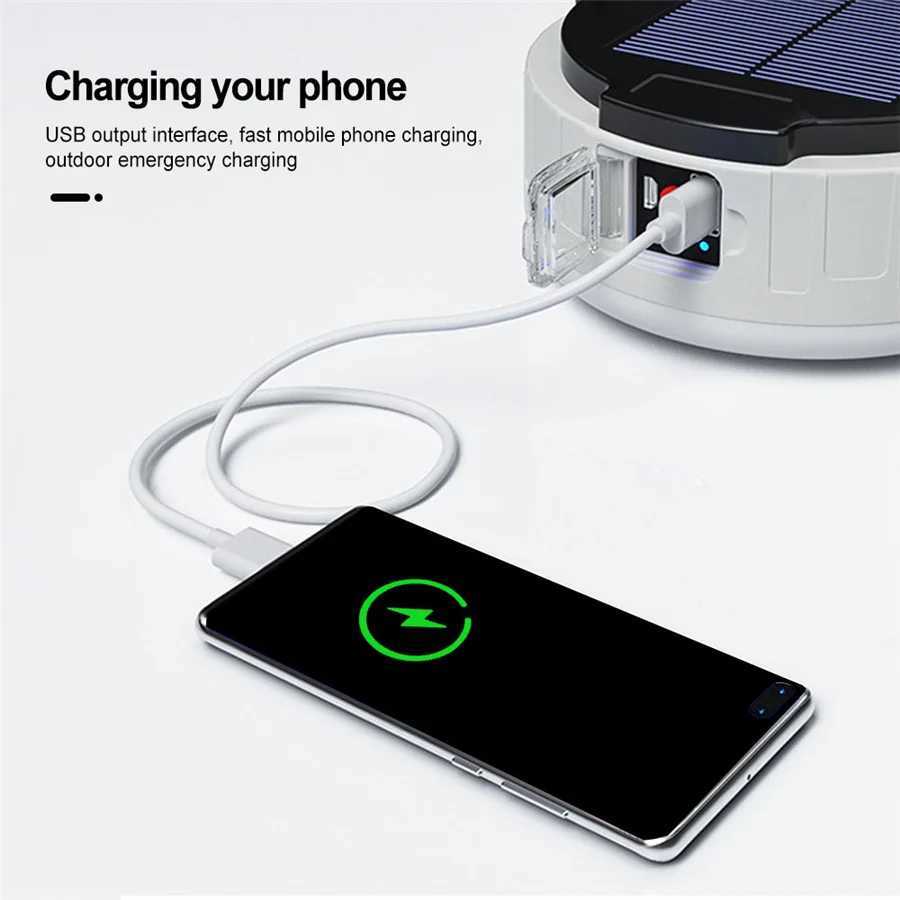 Portable LED Outdoor Solar Lights 3 Modes Rechargeable Emergency Night Market Light Home Waterproof Tent Lamp for Hiking Camping W250613