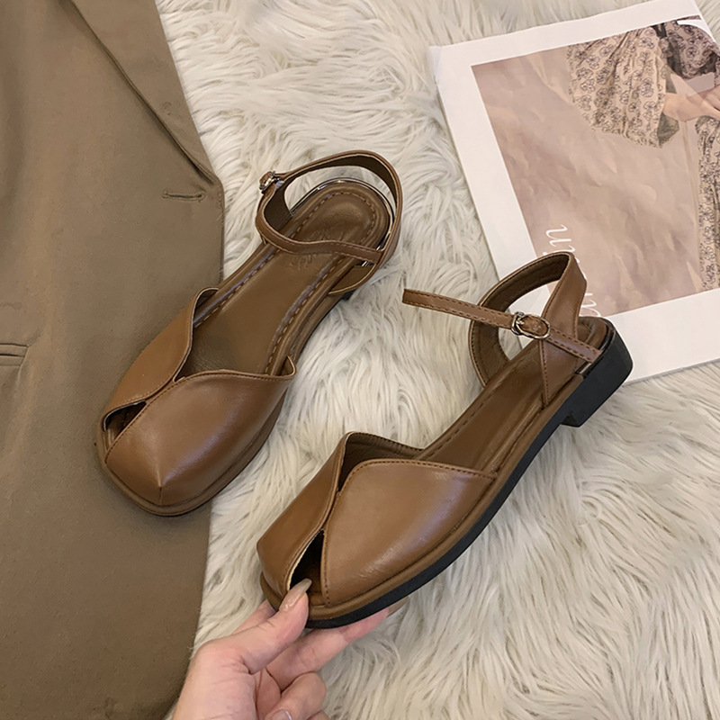 Ddmysports New French Flat Toe For Women Summer Outdoor Korean Style Dress Beach Roman Sandals Outdoor Shoes
