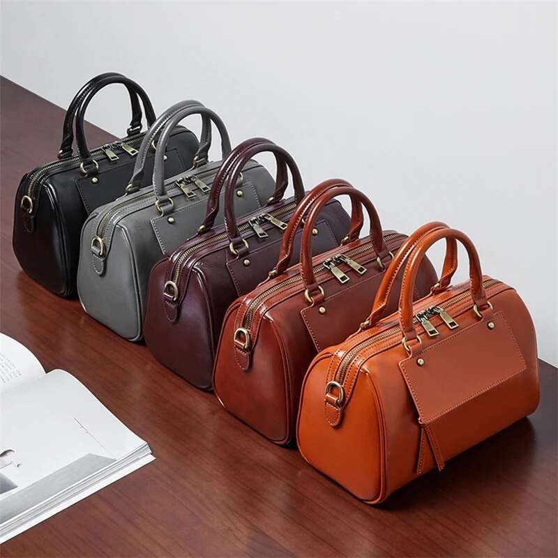 Toptrends Vogue Boston Genuine Leather Handbags For Women 2025 Designer Top Handle Pillow Ladies Shoulder Crossbody Bags