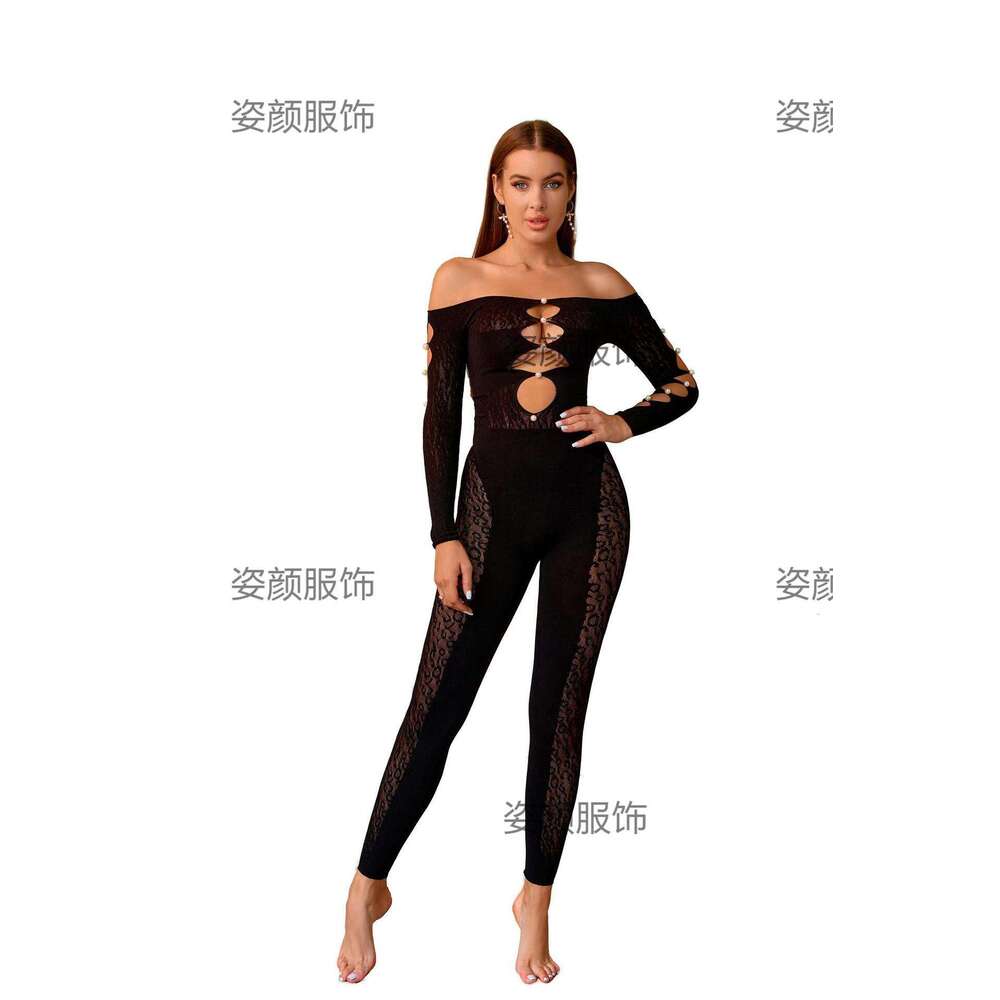 Sexy Lingerie Porn Suits DZZ Plus Size Off Shoulder Open Chest Long Sleeve Sheer Temptation Sexy Bodysuit Spell Lingerie