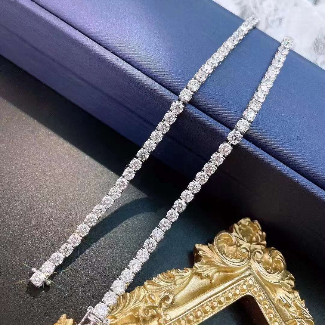 Fine Jewelry Manufacturer 14k Solid Gold Hip Hop Jewelry Moissanite Tennis Link Permanent Bracelet Chains Tennis Bracelet