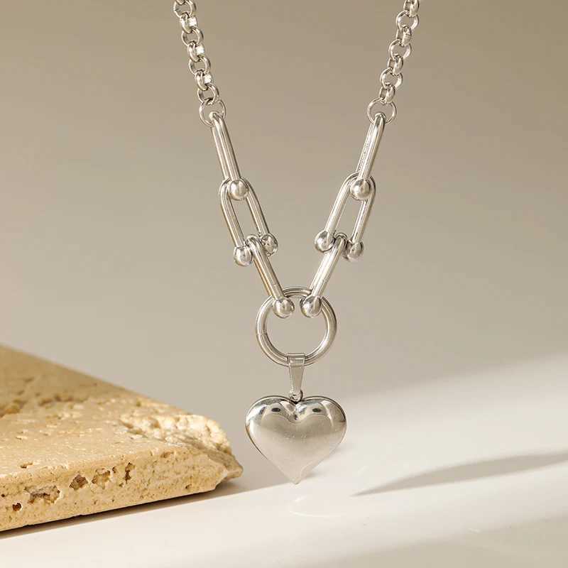 EILIECK 316L StainlESS Steel Silver Color Heart Pendant Necklace For Women New Fashion Dangle Neck Chain Waterproof Jewelry Z250614