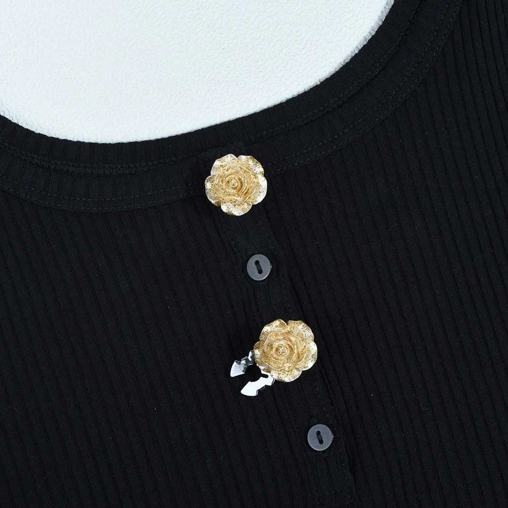 ICEYY Elegant Womens Shirts Cufflinks Rose Flower Button Covers Set Mens or Womens Shirt Cufflinks for Tux Shirt Decoration XJ250614