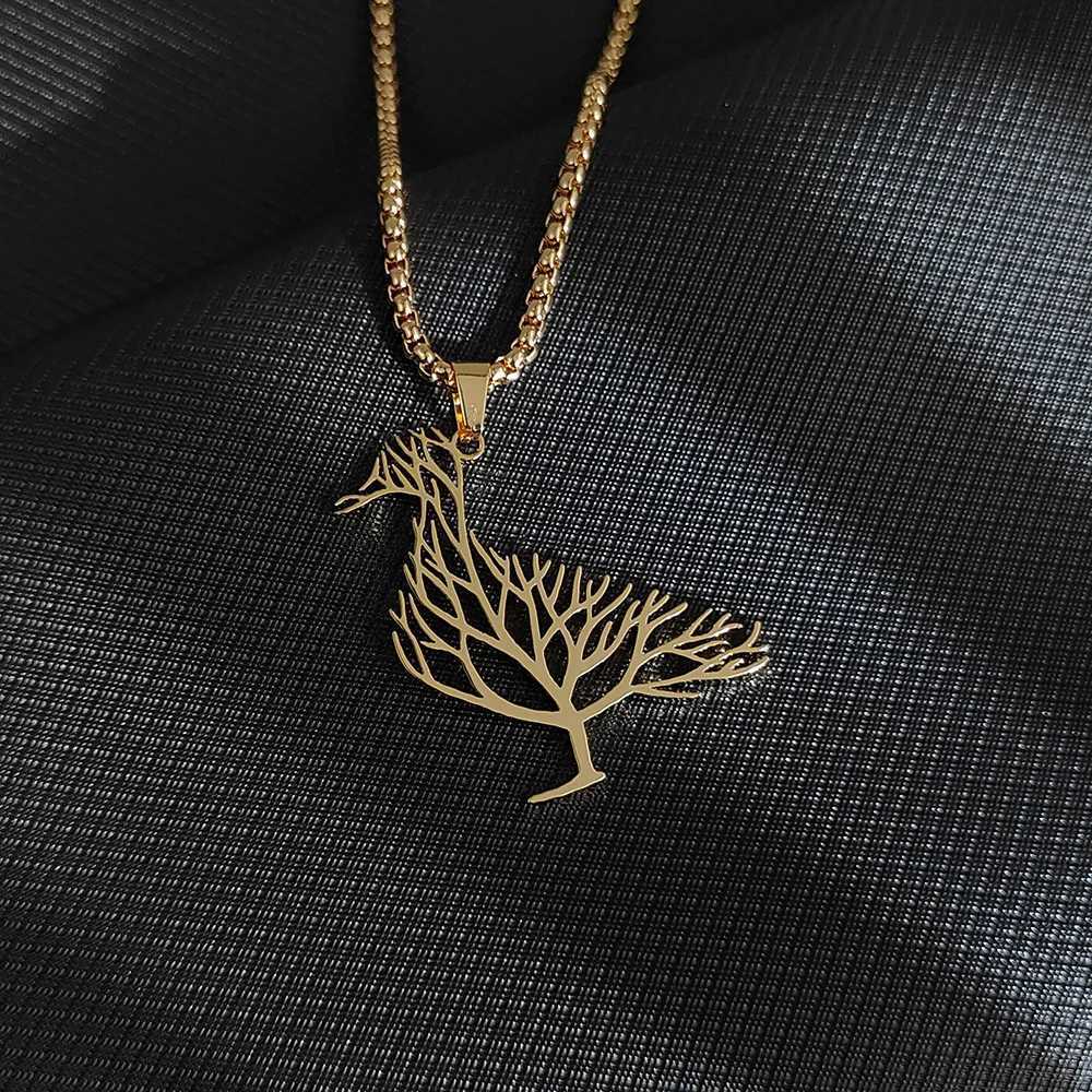 Hollow duck DIY electroplated stainless steel pendant necklace lightweight luxury jewelry share with friends Z250614