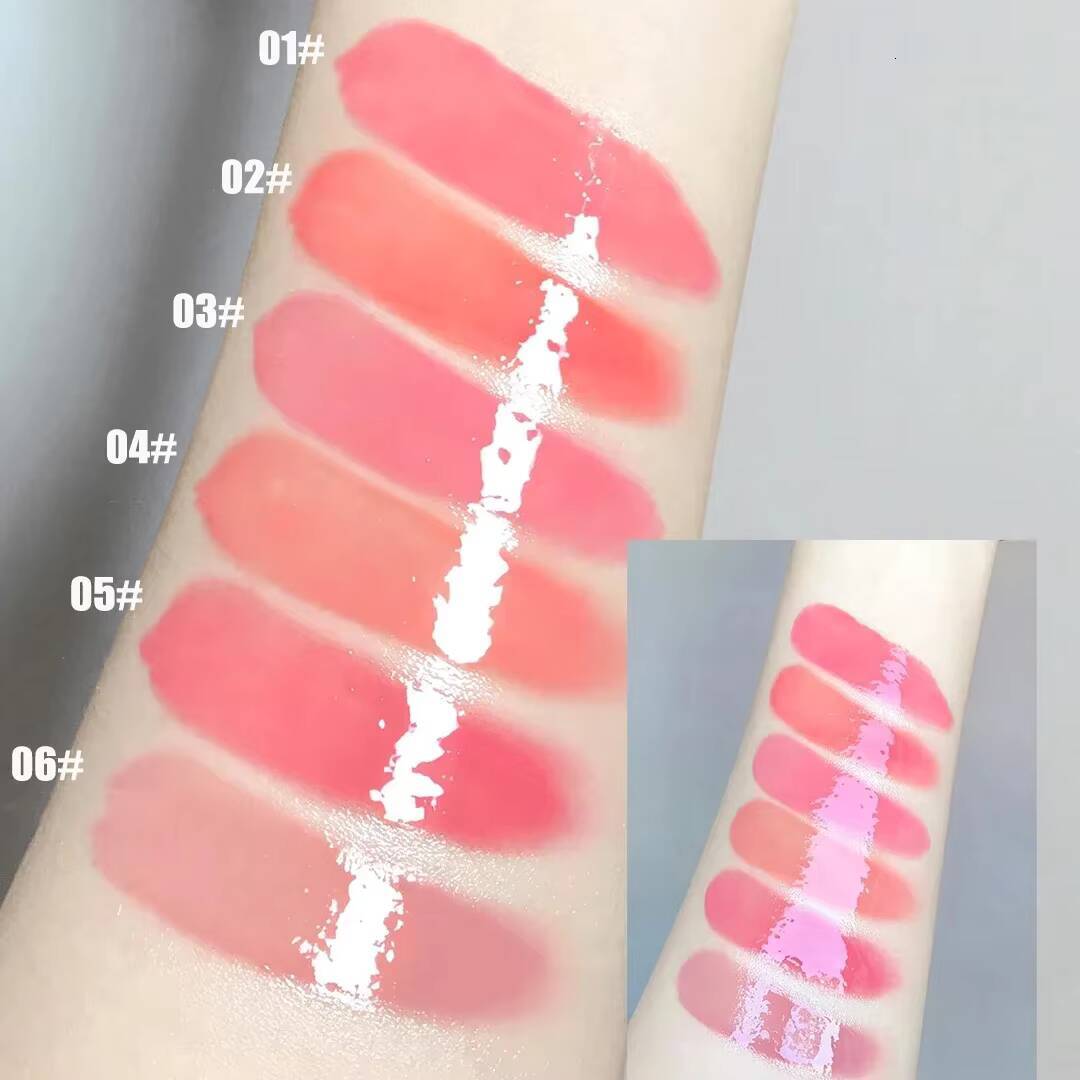 6 Colors Jelly Glaze Non-stick Lip Tint Moisturizing Crystal Lipstick Glass Gloss Lasting Tender Repair Lips Care Cosmetic happy
