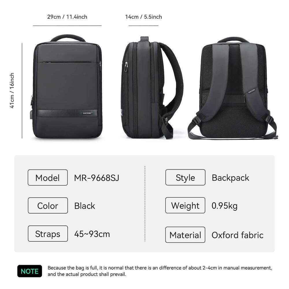 Mark Ryden15.6-Inch Waterproof USB Charging Port Travel Backpack Large Capacity Can Be Expanded 180 Degrees SBS Zipper