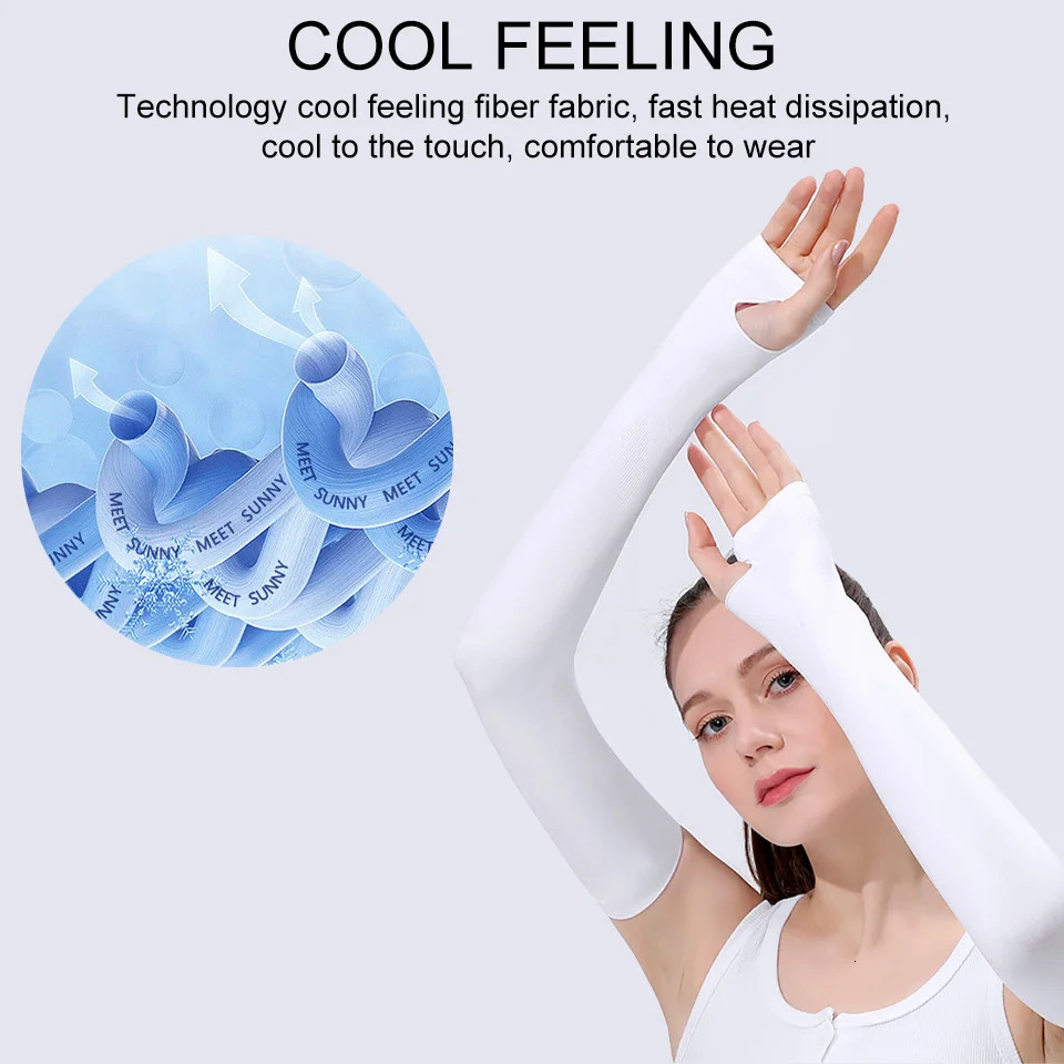 GOBYGO 1Pair Summer Ice Sleeve UF50 Sun Protection Sleeve Ice Cool Ice silk Sleeve Thin Breathable Sleeve Arm Protector Unisex 250610