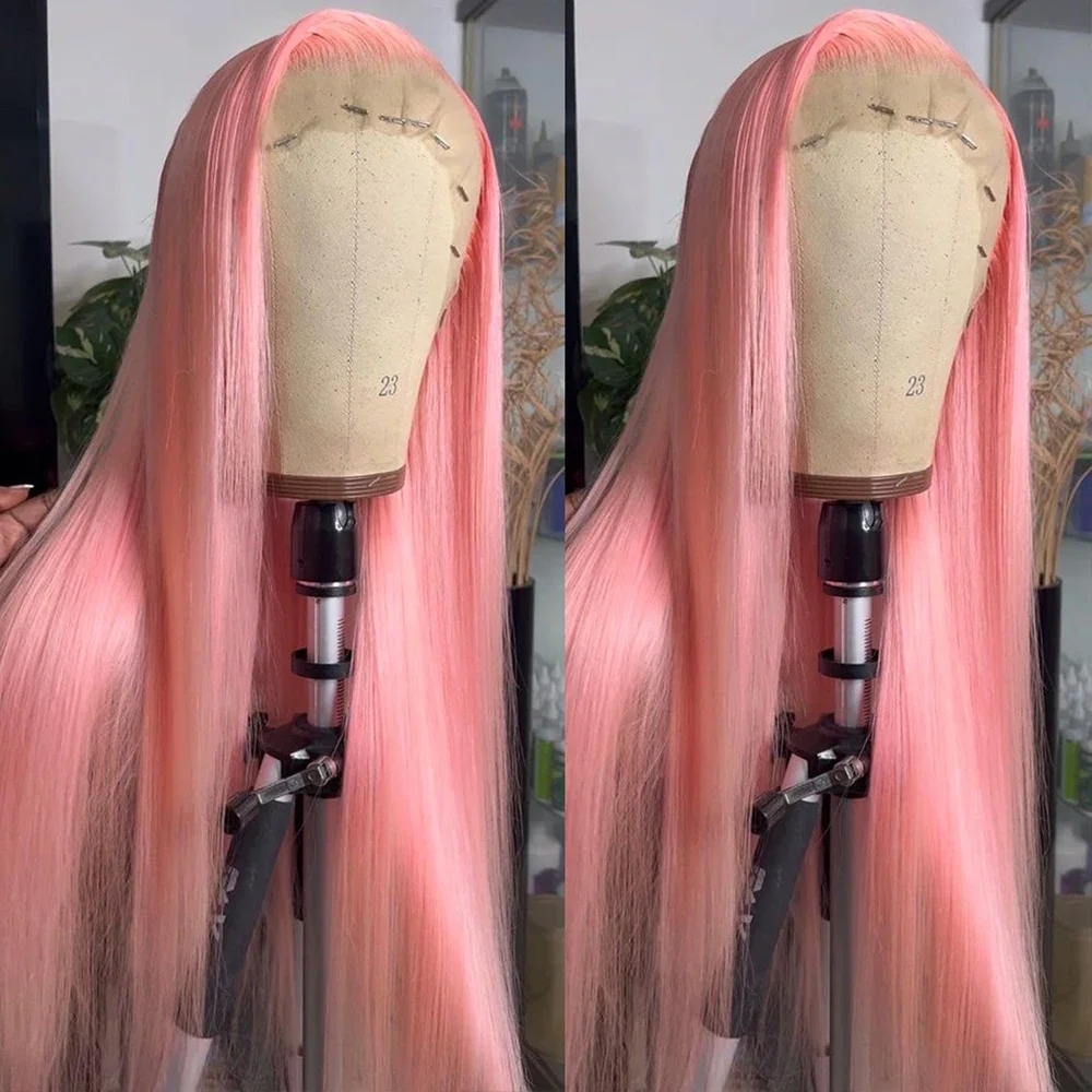 40 Inch Bone Straight Human Hair Wig Light Pink 13x6 HD Lace Frontal Wigs For Women Brazilian 613 Color 13x4 360 Full Lace Wig Pre Plucked Glueless Re