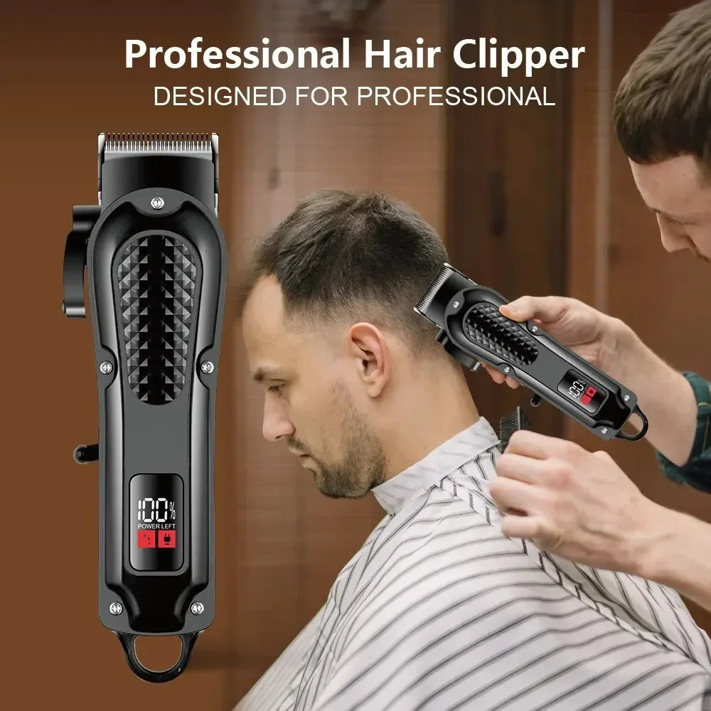 Adjustable Professional Hair Clipper Barber Hair Trimmer For Men Electric Powerful Hair Cutting Machine Rechargeable Haircut Kit 250612