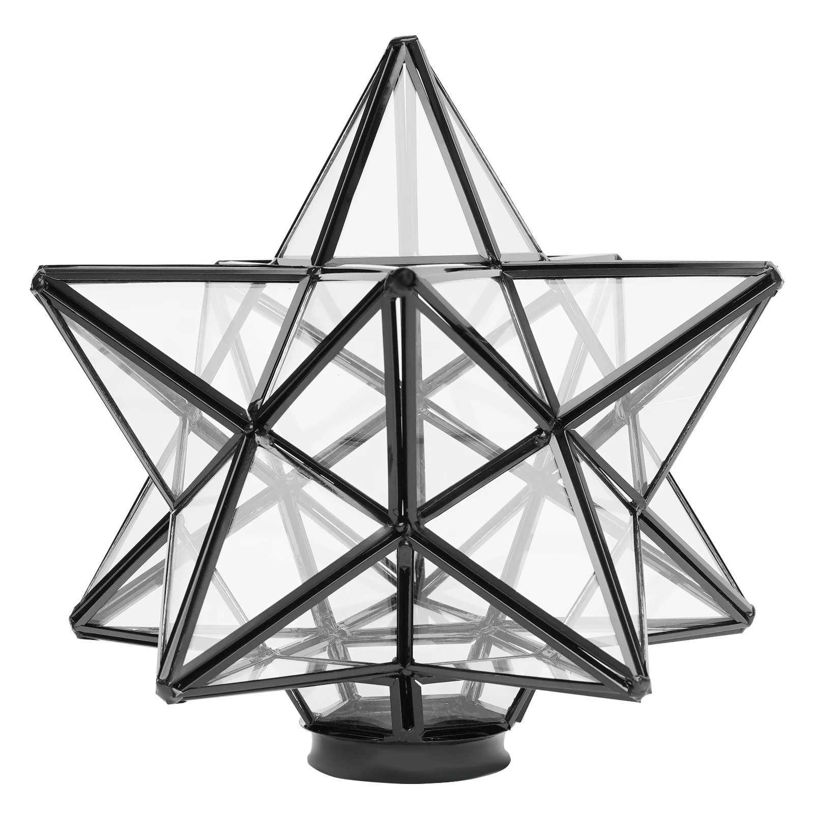 Moravian Star Ceiling Light Black Linear Star Flush Mount Ceiling Light with Clear Glass Lampshade Vintage Light for Room Decor XJ2500613