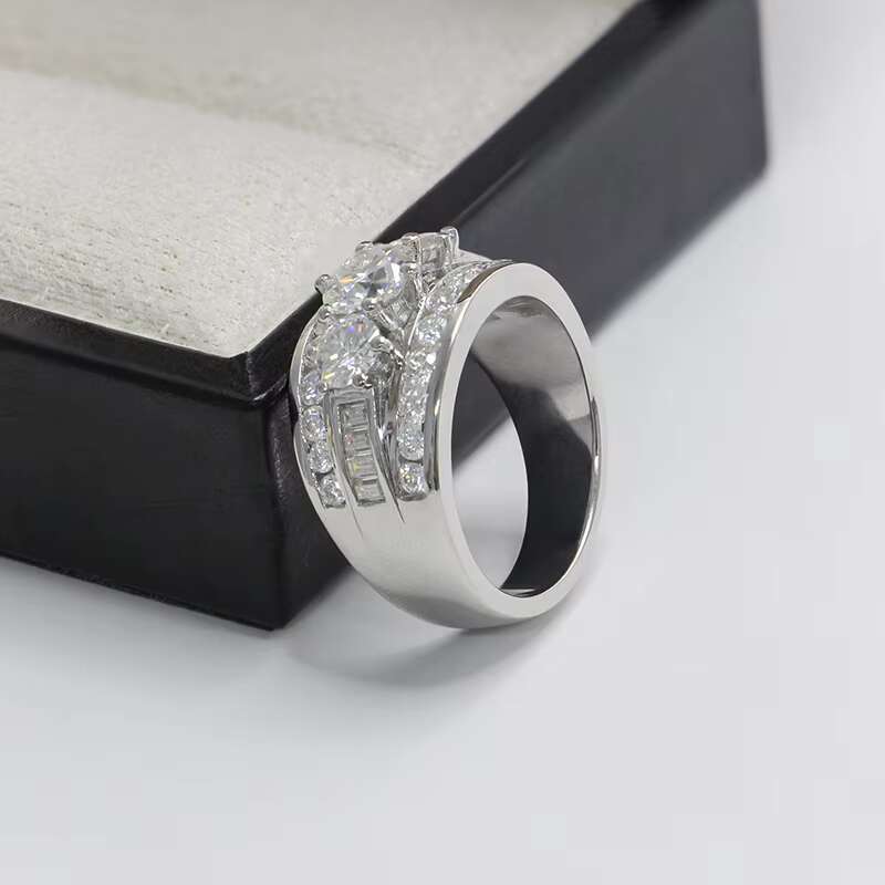 Paston Jewelry Wholesale 6.5mm DEF VVS Moissanite Main Stone 925 Silver Luxury Women Fine Jewelry Rings