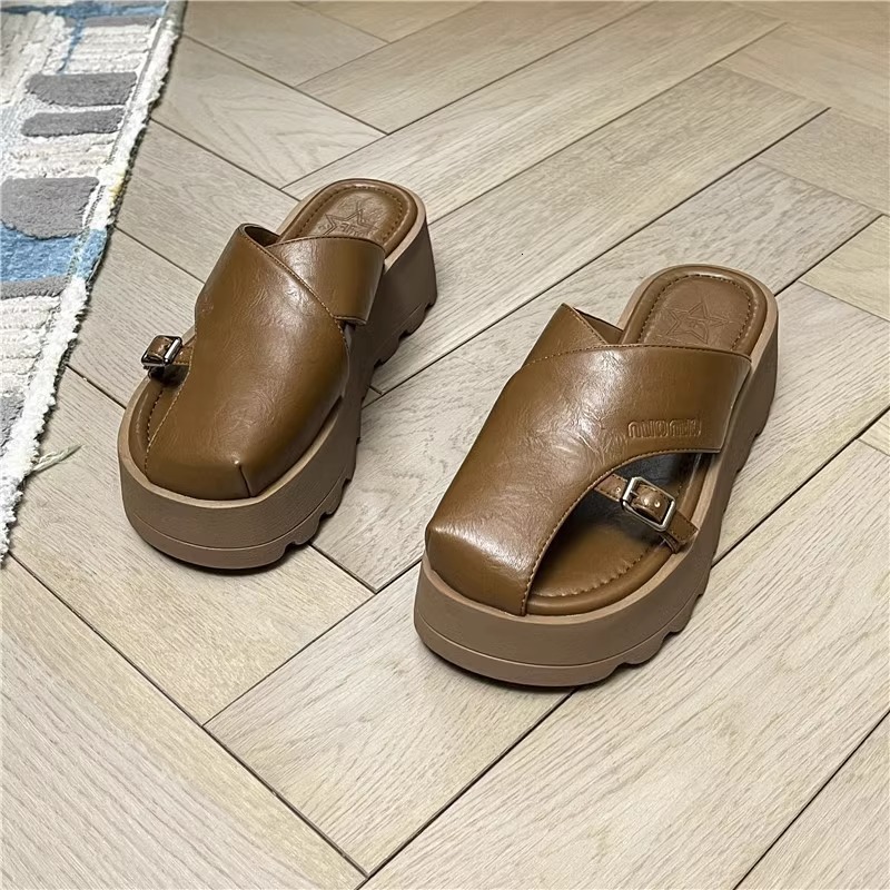 Ddmysports New Roman Style Women S Outdoor Platform Sandals With Height Increase Thick Sole High End Feel Closed Toe Cool Slippers For Summer Outdoor 