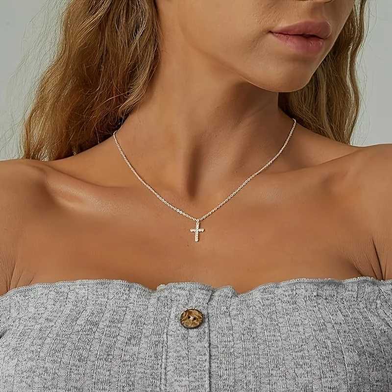 Lxalry Handmade Cross Pendant Necklace - Electroplated White Gold Hypoallergenic Sustainable Jewelry Affordable Luxury Gift Z250614