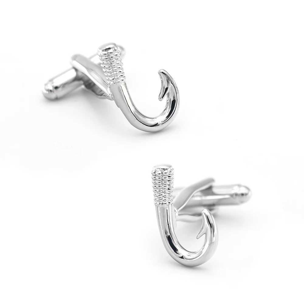 iGame Lure Fishhook Cuff Links Quality Brass Material Silver Color Cufflinks Wholesale Retail Gift For Fishing LoverXJ250614