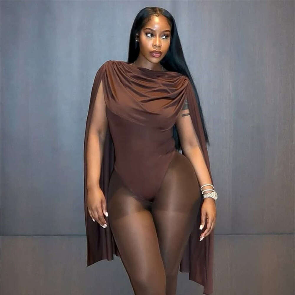 Summer Sexy Hot Girl Large Tie Shawl Long Satin Slim Fit Jumpsuit For Women B5