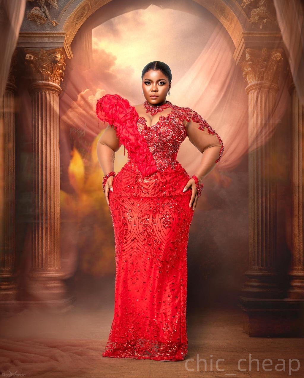 Red Sheath Brown Prom Dresses 2025 Sequined Crystals Beaded Sparkly Evening Formal Party Second Birthday Engagement Gowns Plus Size Dress For Special 
