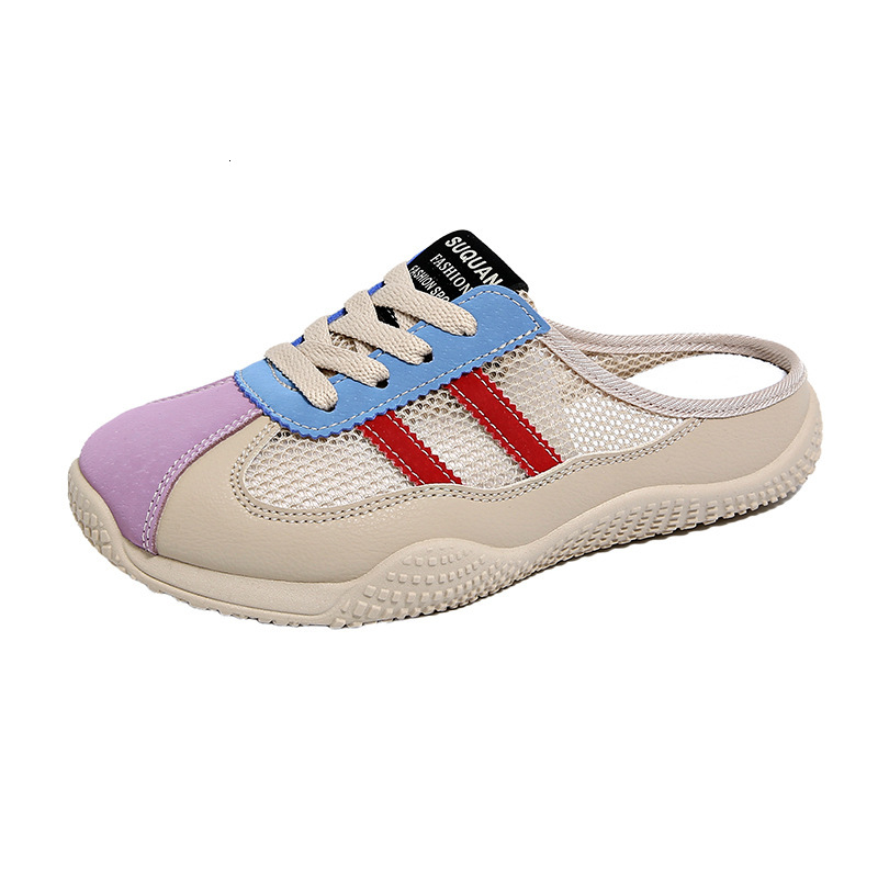 Ddmysports White Sneakers For Women Summer New Ins Thick Sole Casual Shoes Mesh Breathable Half Slippers Trendy K Outdoor Shoes